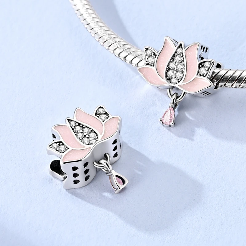 Offre spéciale 925 en argent Sterling fleur de Lotus perles bijoux ajustement Original 925 Bracelet collier pour les femmes bricolage cadeau