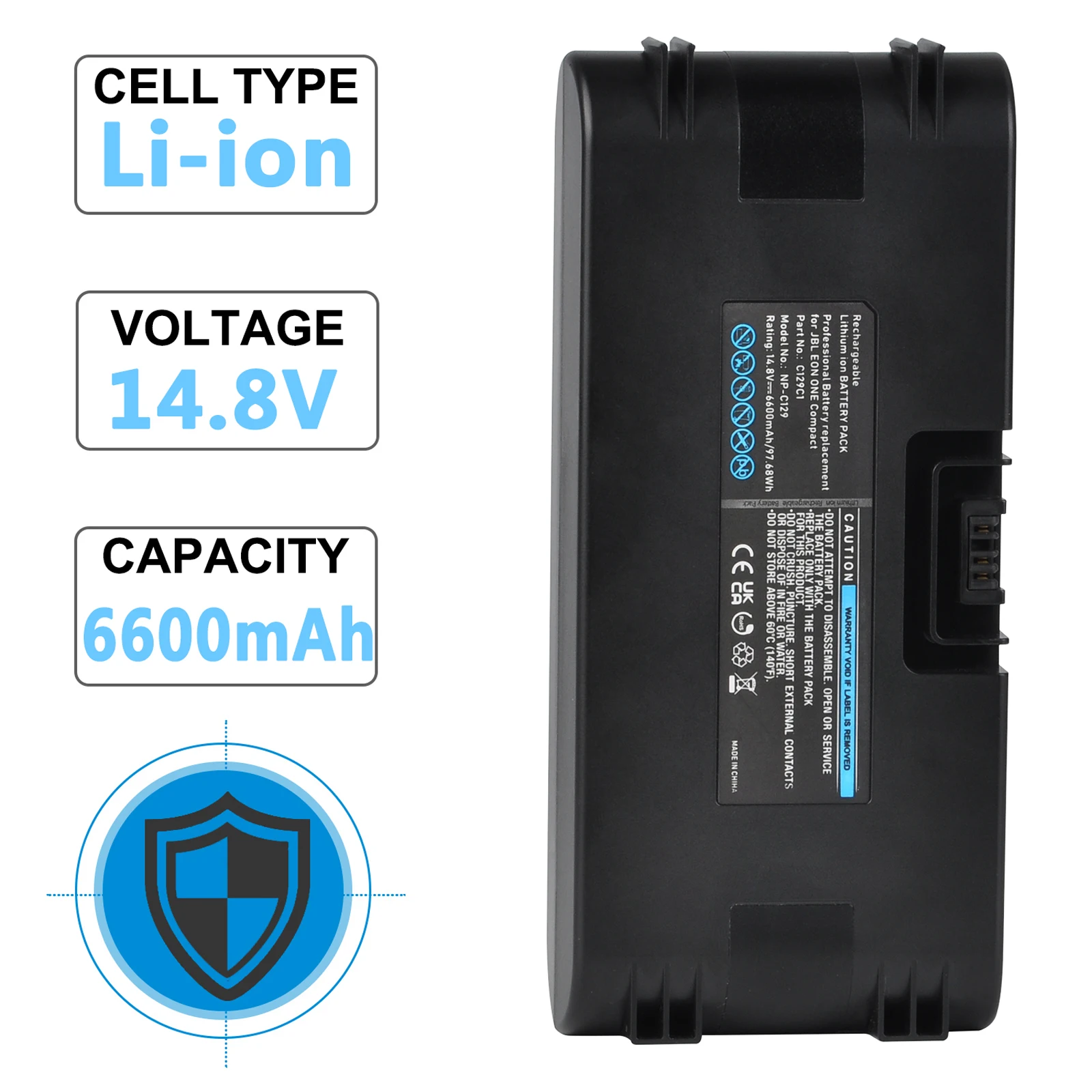 6600mAh NP-C129 Li-ion Bateria Lithium ion Rechargeable Battery Pack for JBL EON ONE Compact Wireless Speaker Part No. C129C1