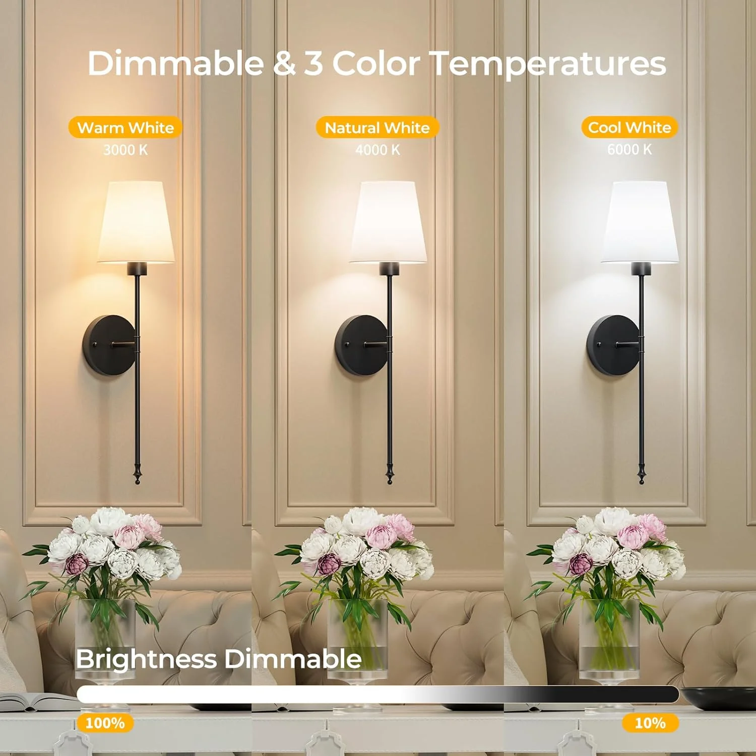 Battery Operated Wall Sconces Set of 1 Cordless Wall Lights with Rechargeable Bulbs and Remote 12 Lighting Colors and Dimmable