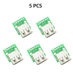 5pcs Type A Female USB To DIP 2.54MM PCB Board Adapter Converter Breadboard For Arduino connector USB 2 Switch Board