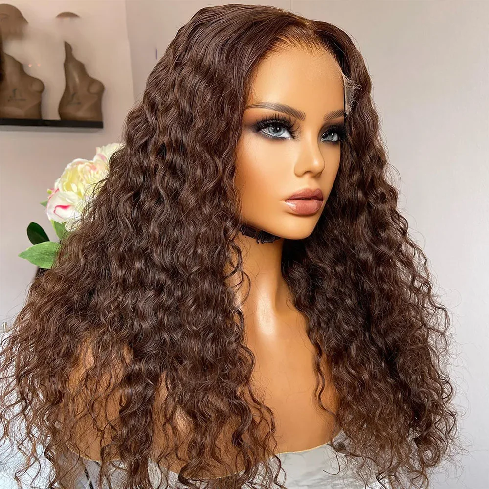 

Long 26Inch 180Density Soft Glueless Dark Brown Kinky Curly Lace Front Wig For Women With Baby Hair Synthetic Preplucked Daily