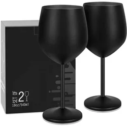 18oz 550ml 304 Stainless Steel Tall Wine Glass Large Capacity Drum-shaped Drop-resistant Plated Wine Glass