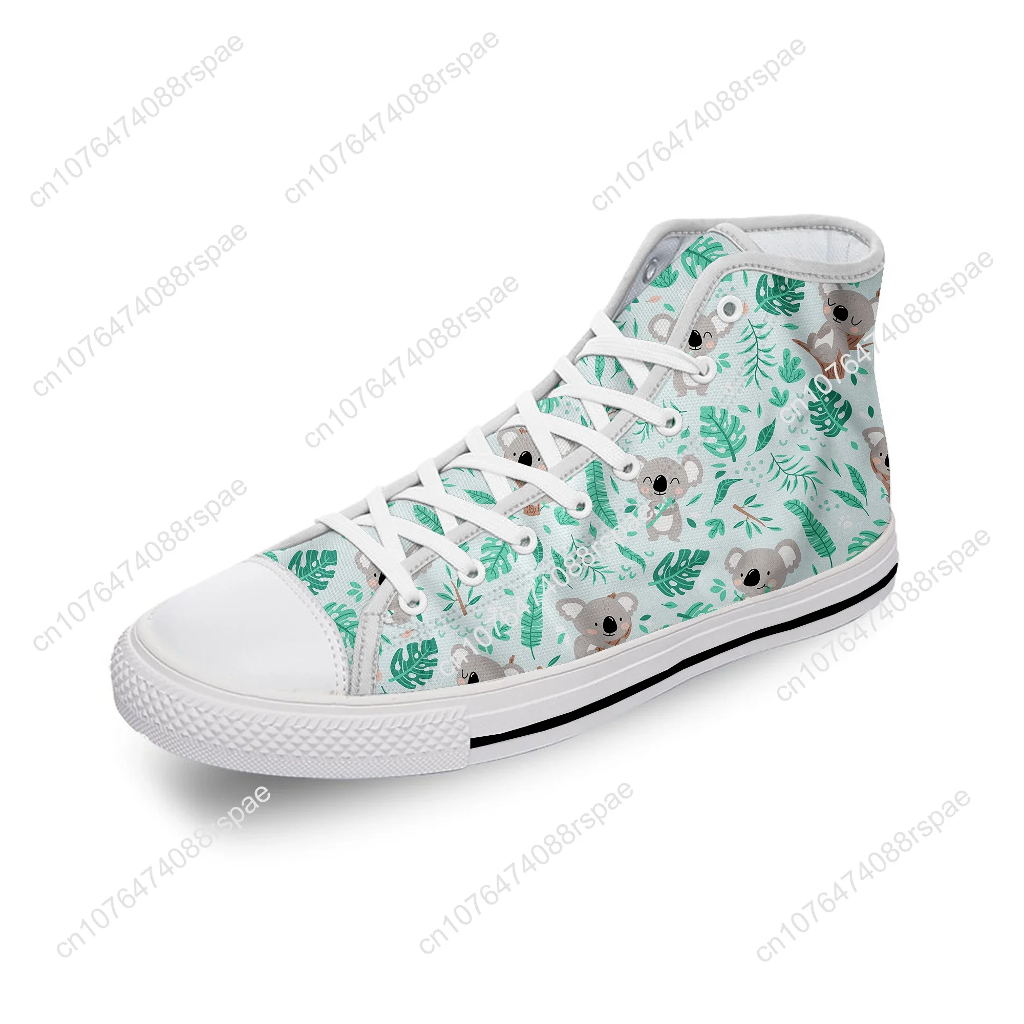 Chaussures en toile légères pour hommes et femmes, baskets respirantes, impression 3D, haut, haut, blanc, grill, dessin animé, mignon, mignon, drôle, Kawaii, Koala, mode