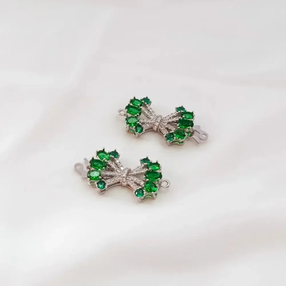 

White K Accessory, Micro-inlaid Emerald Connection Buckle, Pearl Jade Bracelet, Plug Plate, End Buckle, DIY Jewelry Accessory