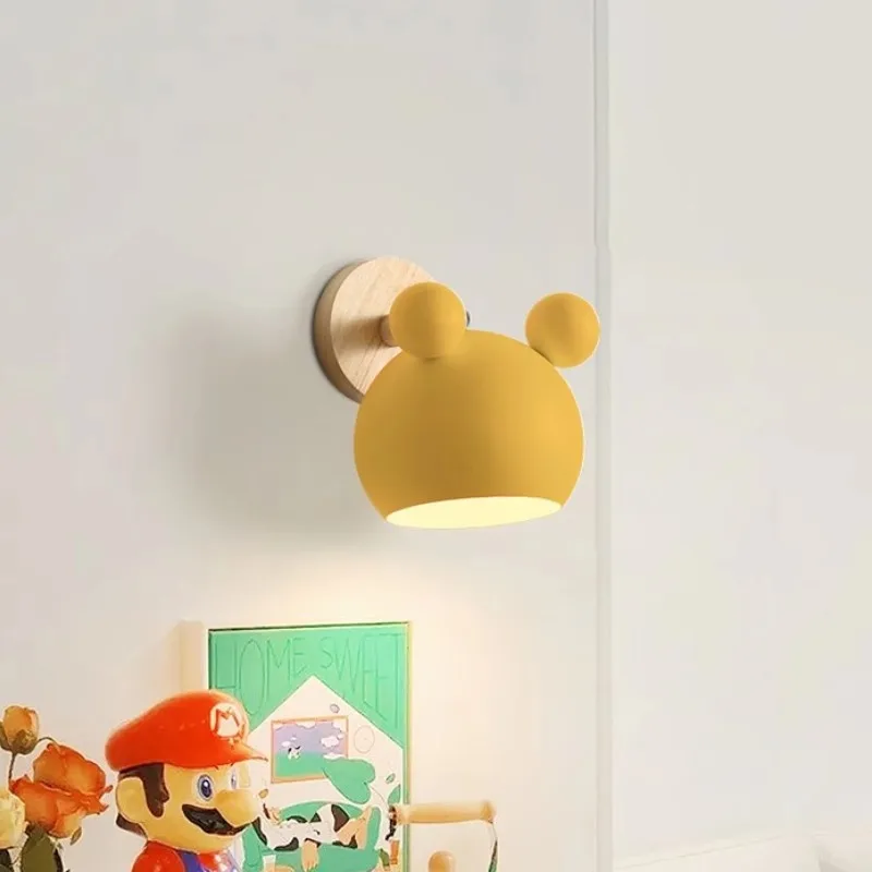 Modern Designer Wall Lamps Originality Mickey Mouse Design LED Wall Light Bedroom Bedside Table Study Restaurant Home Decor Lamp