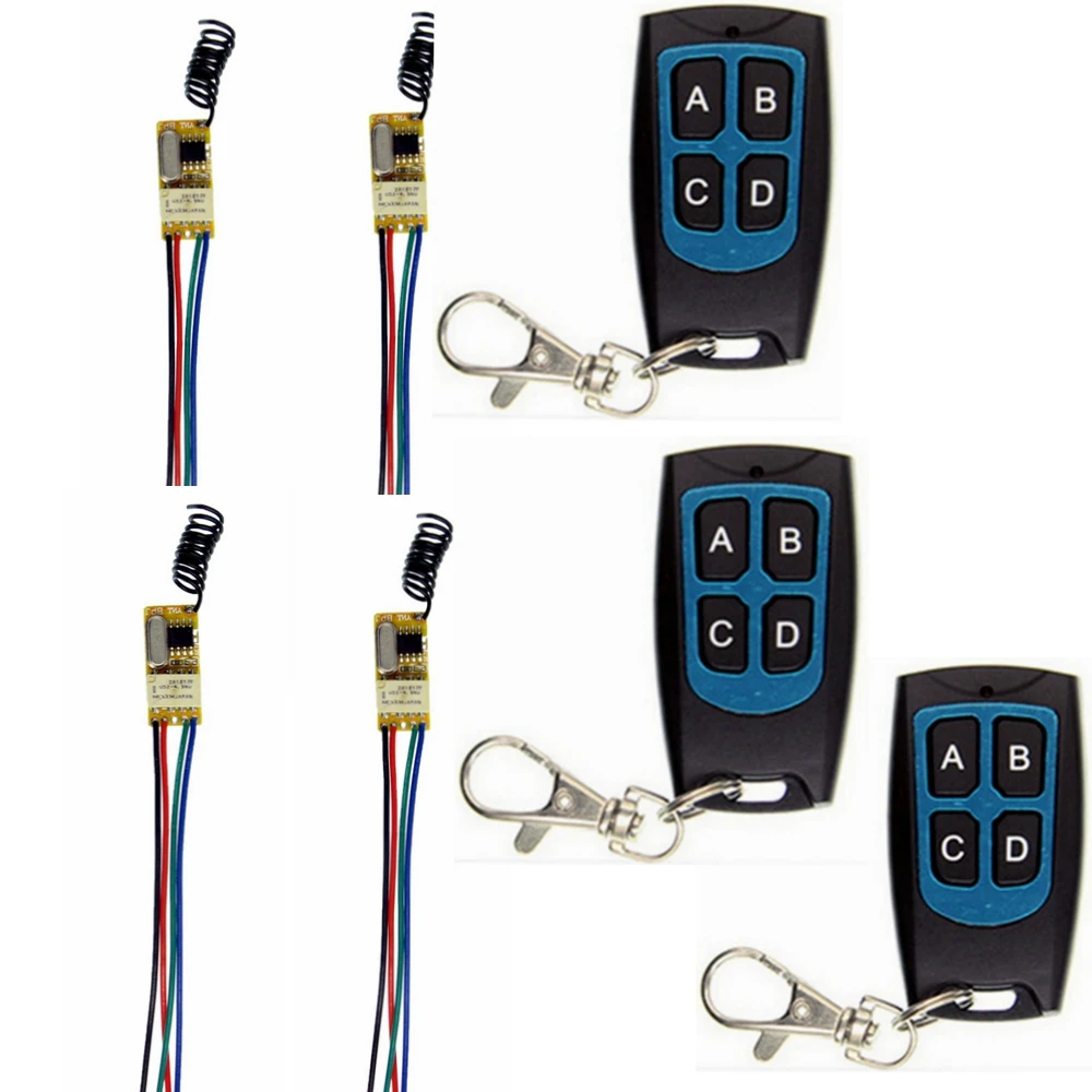 Mini Controller DC3.7V 5V 9V 12V1CH Relay Wireless Remote Control For LED Lamps Computer Motor Switch 1 Control 4 Receivers