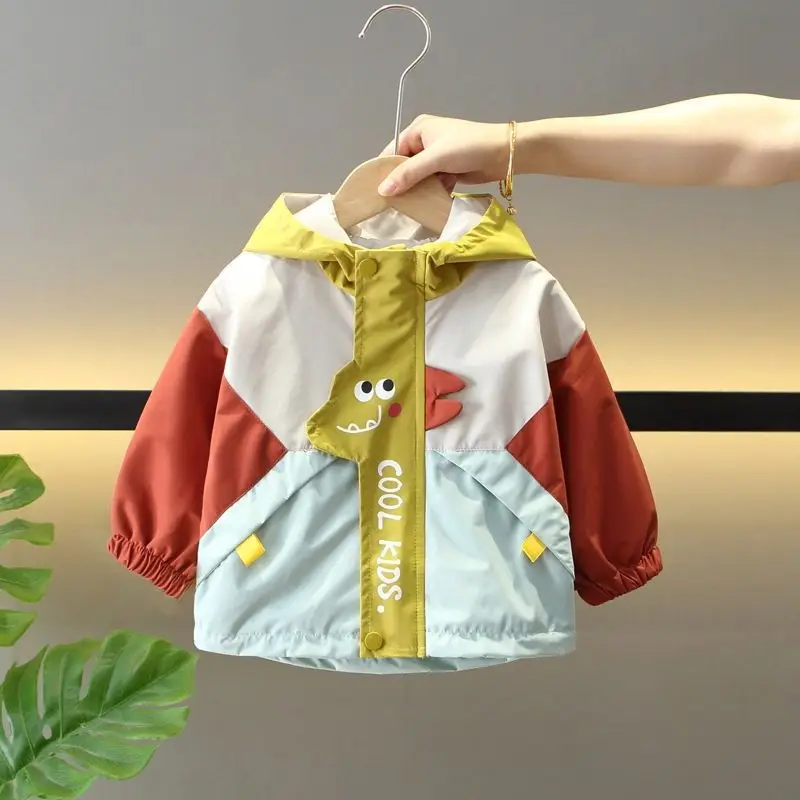 Boys Spring Autumn Coats Kids Jackets Toddler Hooded Windbreaker With Pocket Children Zipper Outerwear Baby Clothes 2-7 Years