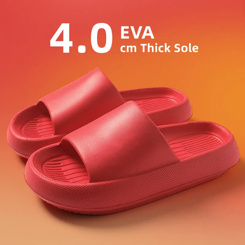 Zapatillas de suela suave EVA para hombre y mujer, sandalias de playa con plataforma de 4cm, antideslizantes para el hogar y el baño, talla grande