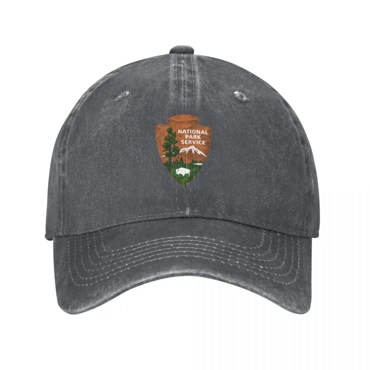 National Park Service Arrowhead Mountain Forest Bison Baseball Cap Wild Ball Hat Thermal Visor Hats Man Women's