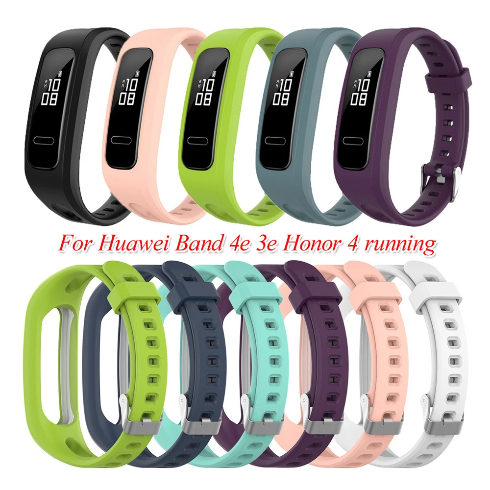 Silicone Replacement Wrist Watch Strap Sports Bracelet Soft Adjustable Band For Huawei Band 4e 3e Honor Band 4 Running