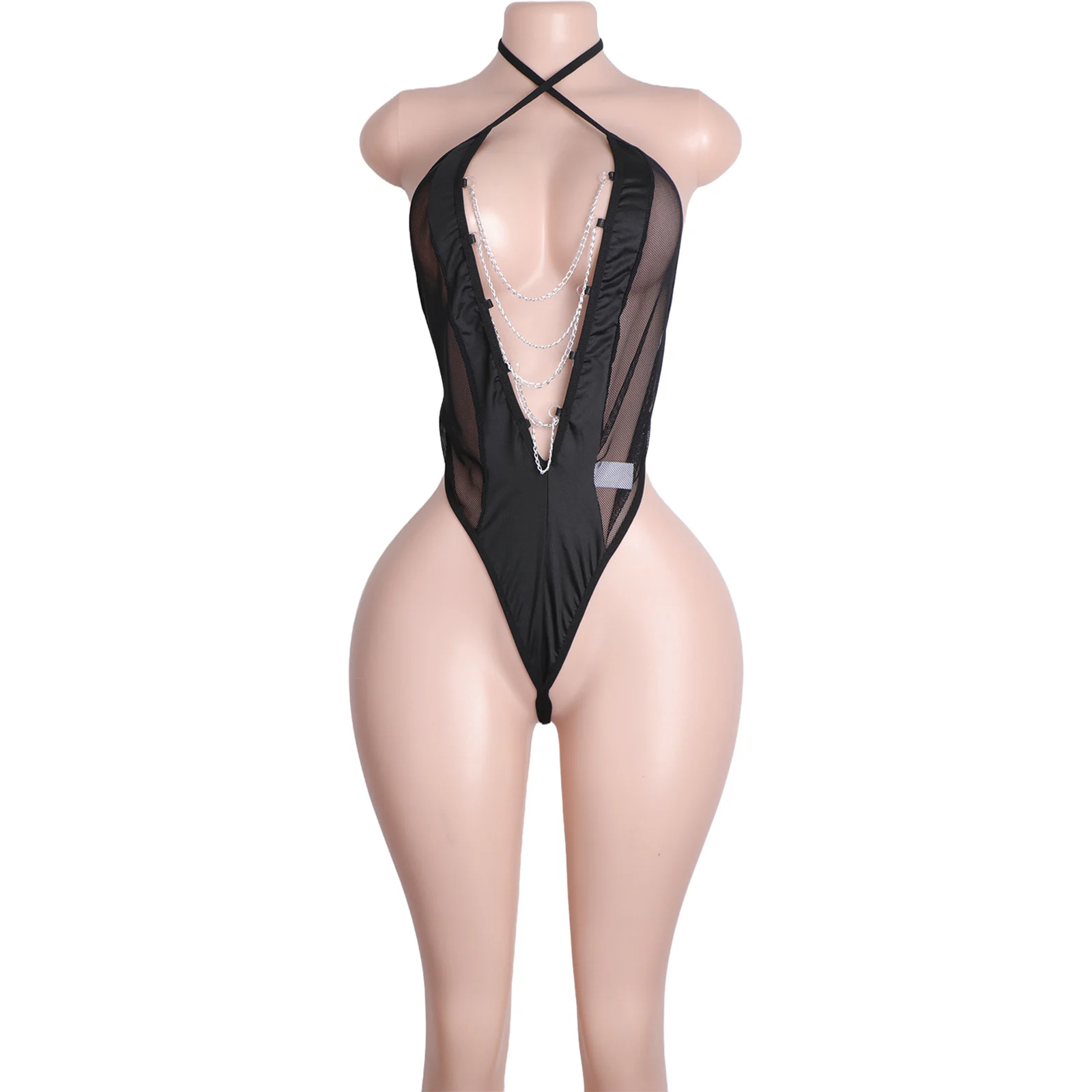 Bondage Bikini Erotic Lingerie Sexy Pole Dance Outfit Tied Mesh Swimwear Clubwear Seductive Women Fashion Apparel