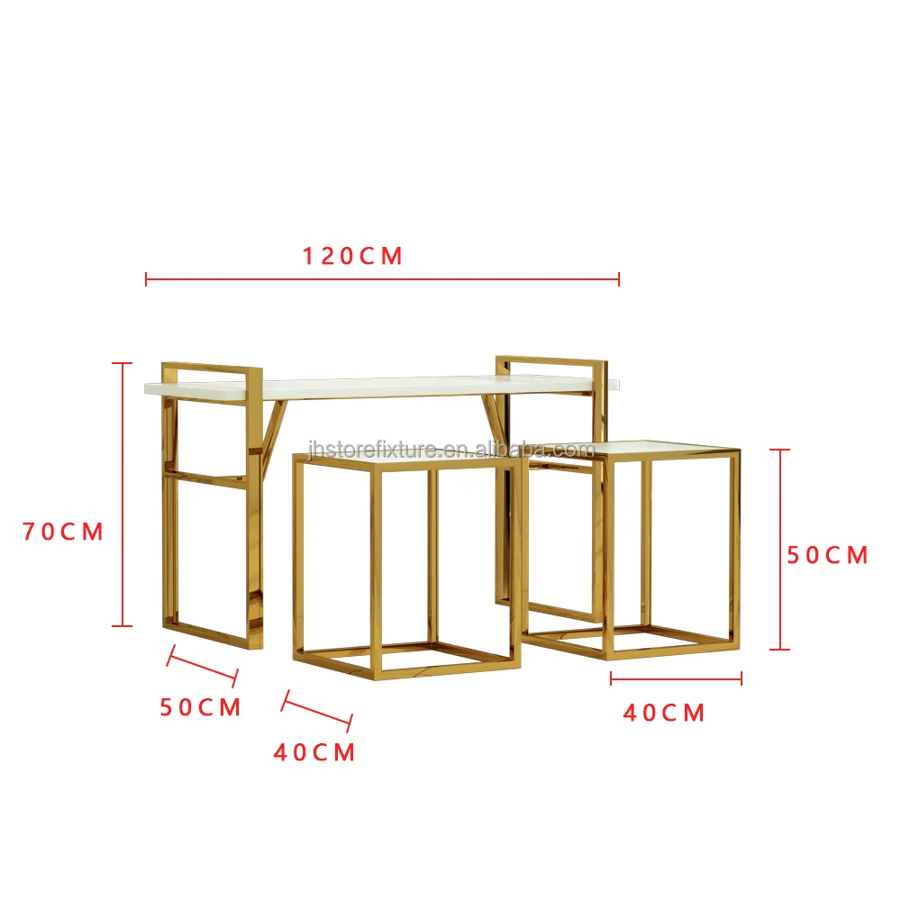 Custom.Cheap Factory Price Clothes Stands & Shoe Racks Lingerie Store Display Furniture Gold Nesting Tables