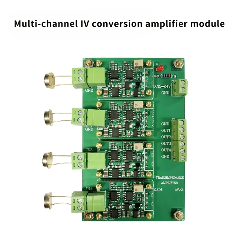 Multi-channel IV conversion amplifier module, silicon PIN photodiode detector, four-quadrant photoelectric sensor