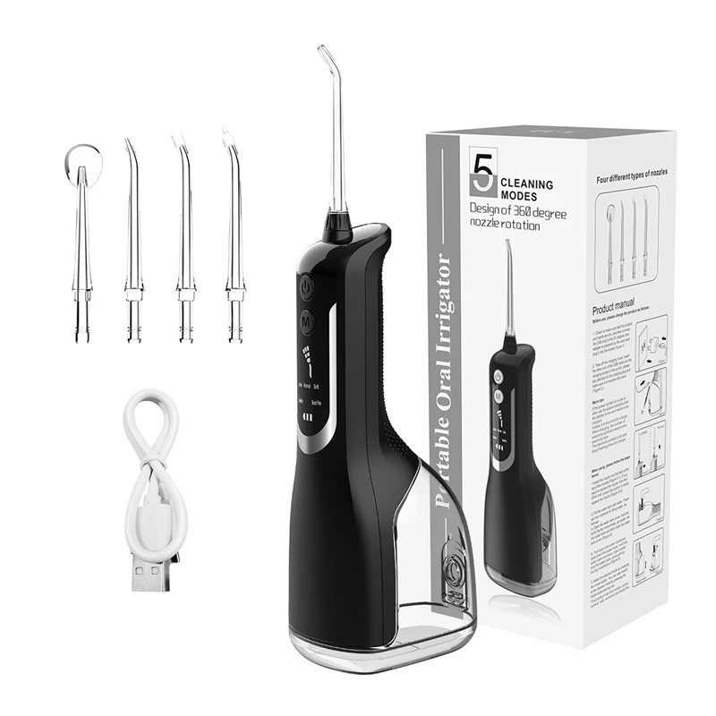 Oral Irrigator USB Rechargeable Water Flosser Portable  Water Jet 330ML Water Tank Waterproof Teeth Cleaner