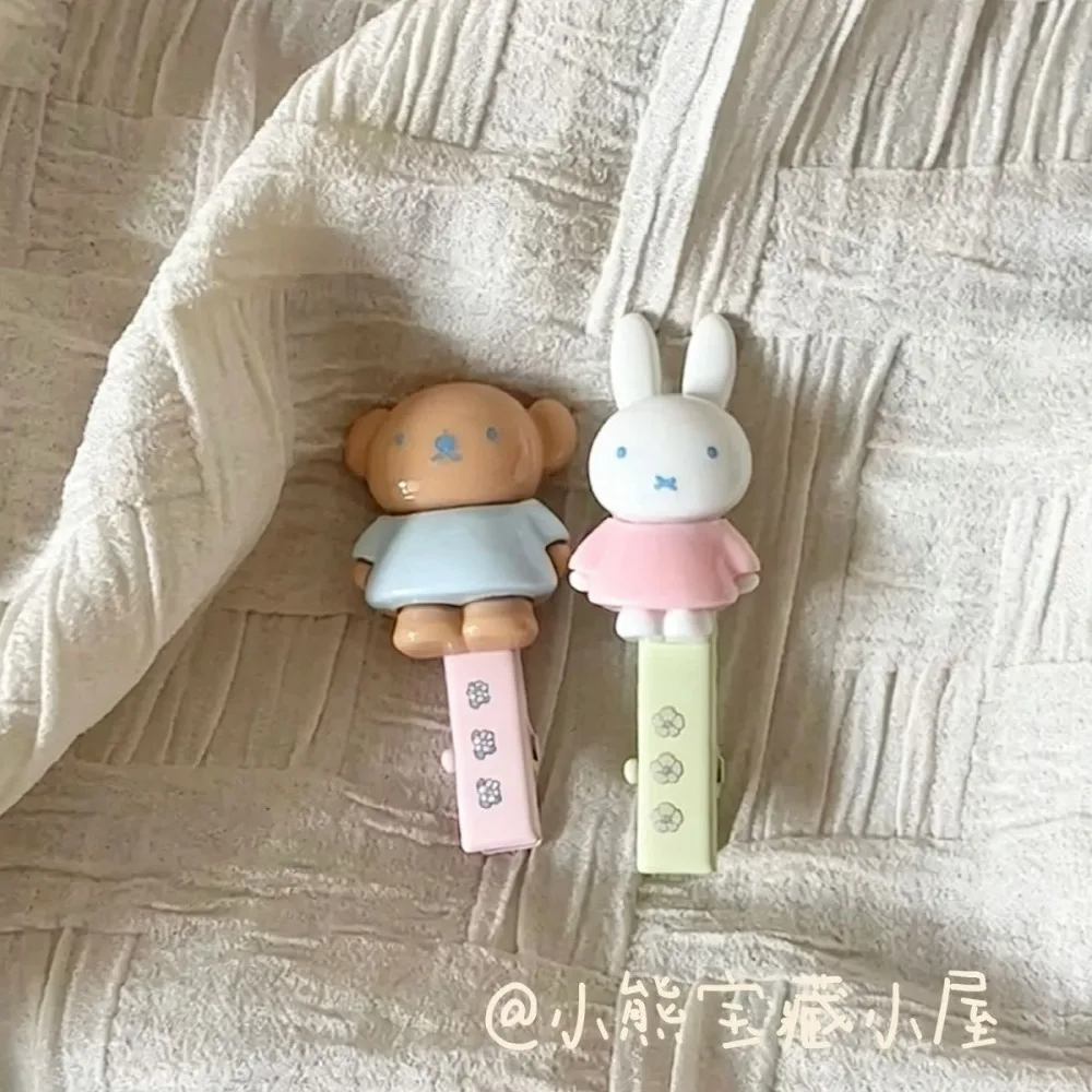2pcs Cute Miffy Rabbit Hair Clips Duckbill Barrettes Sweet Cartoon Headwear Fashion Hair Decor for Girls Hairstyle Matching Gift