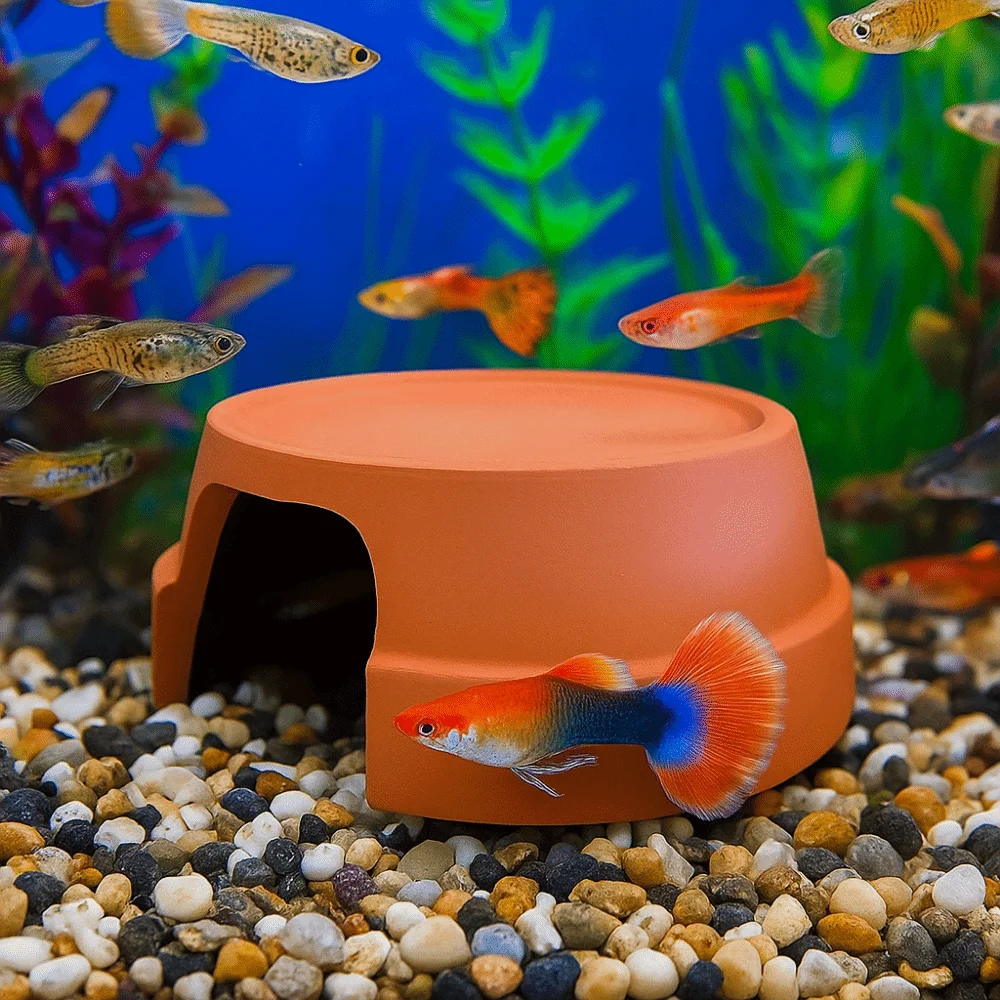 

Practical Ceramics Reptile Hide Box Decorative Hiding Turtle Hideout Entranc Reptile Terrarium Fish Tank