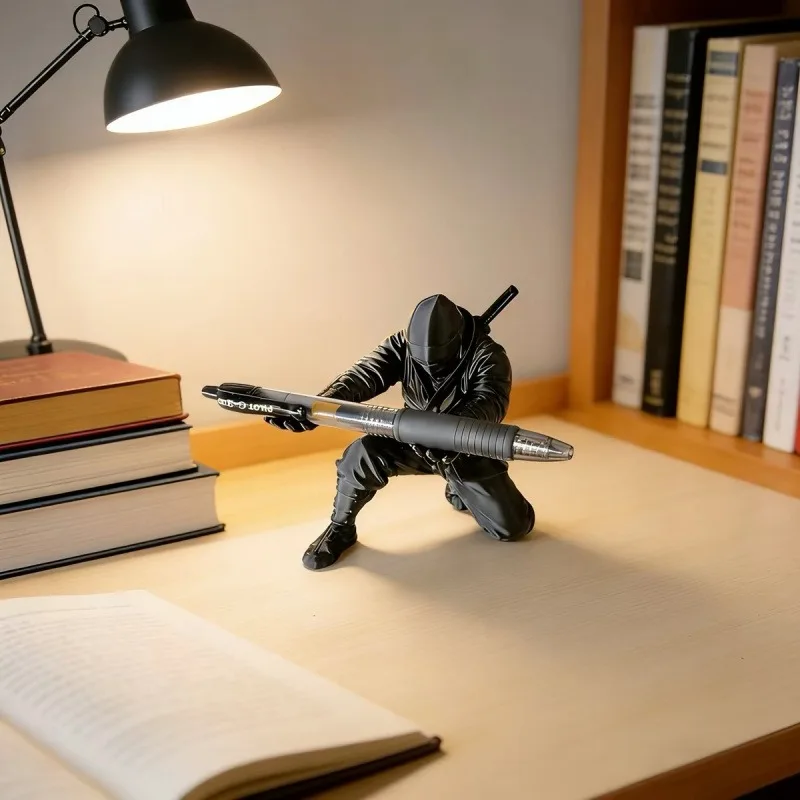 Ninja Pen Holder 3D Printed Samurai Desk Ornament Stationery Organizer For Gaming Setup Office Men Gift
