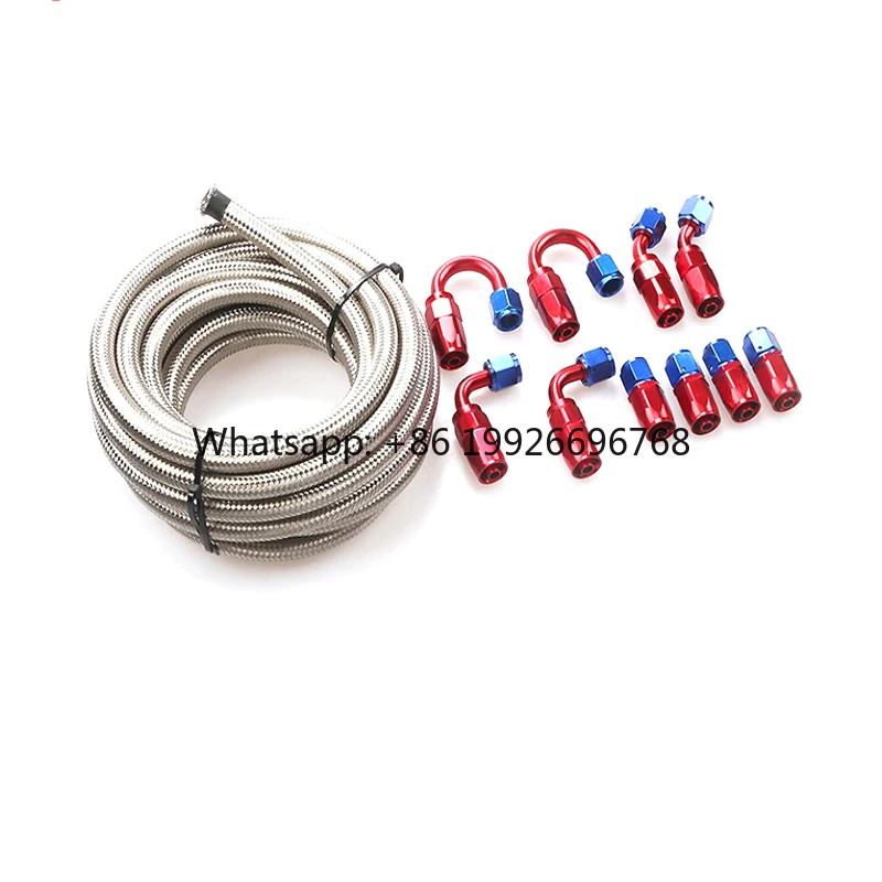 

5m AN10 Stainless Steel Braided PTFE Hose Kit/ Engine Fuel Line Hose with 10 an Fittings Silver