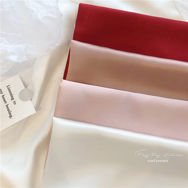 2024 New Women's Silk Scarf Solid Color 100% Mulberry Silk Small Square Scarf High Quality Elegant and Exquisite Lady's Gift