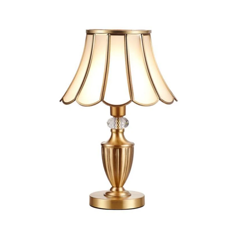 TYLA Contemporary Brass Gold Table Lamp LED Creative Simple Luxury Glass Desk Lights Copper For Home Study Bedroom