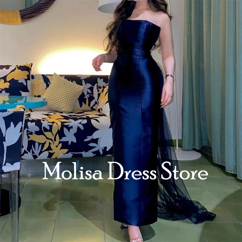 Fashion Royal Blue Mermiad Strapless Prom Dress for Women Floor-length Evening Party Gown Formal Occasion Dresses  فساتين السهرة