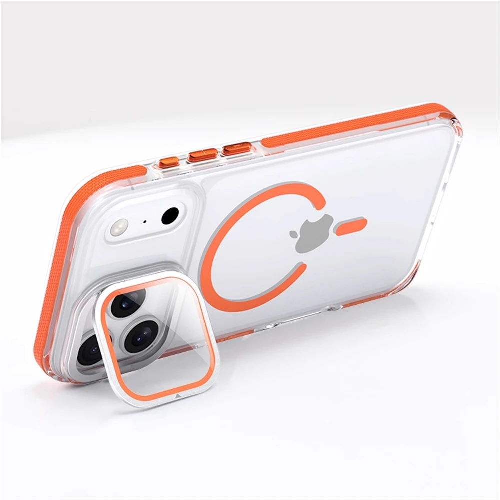 

Transparent Camera Glass Protection Len Stand Magnetic Case For iPhone 17 Pro Max 16 15 14 13 12For Magsafe Clear Armor Cover
