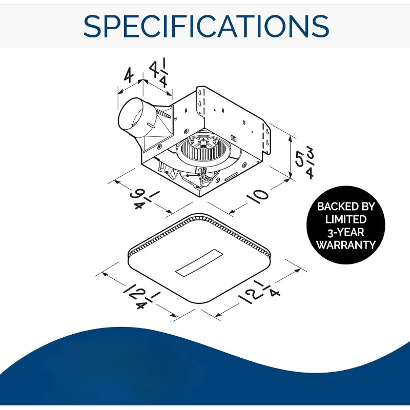 home.AE110LK Ventilation Fan with LED CleanCover and Roomside Installation, ENERGY STAR Certified, 110 CFM, 1.0 Sones, White