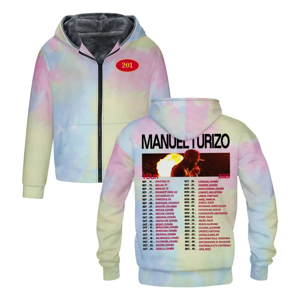 مانويل توريزو 201 جولة حول العالم 2025 قلنسوة بسحاب كم طويل ملابس الشارع الشهير النساء الرجال سترة سترات للجنسين معطف الشتاء