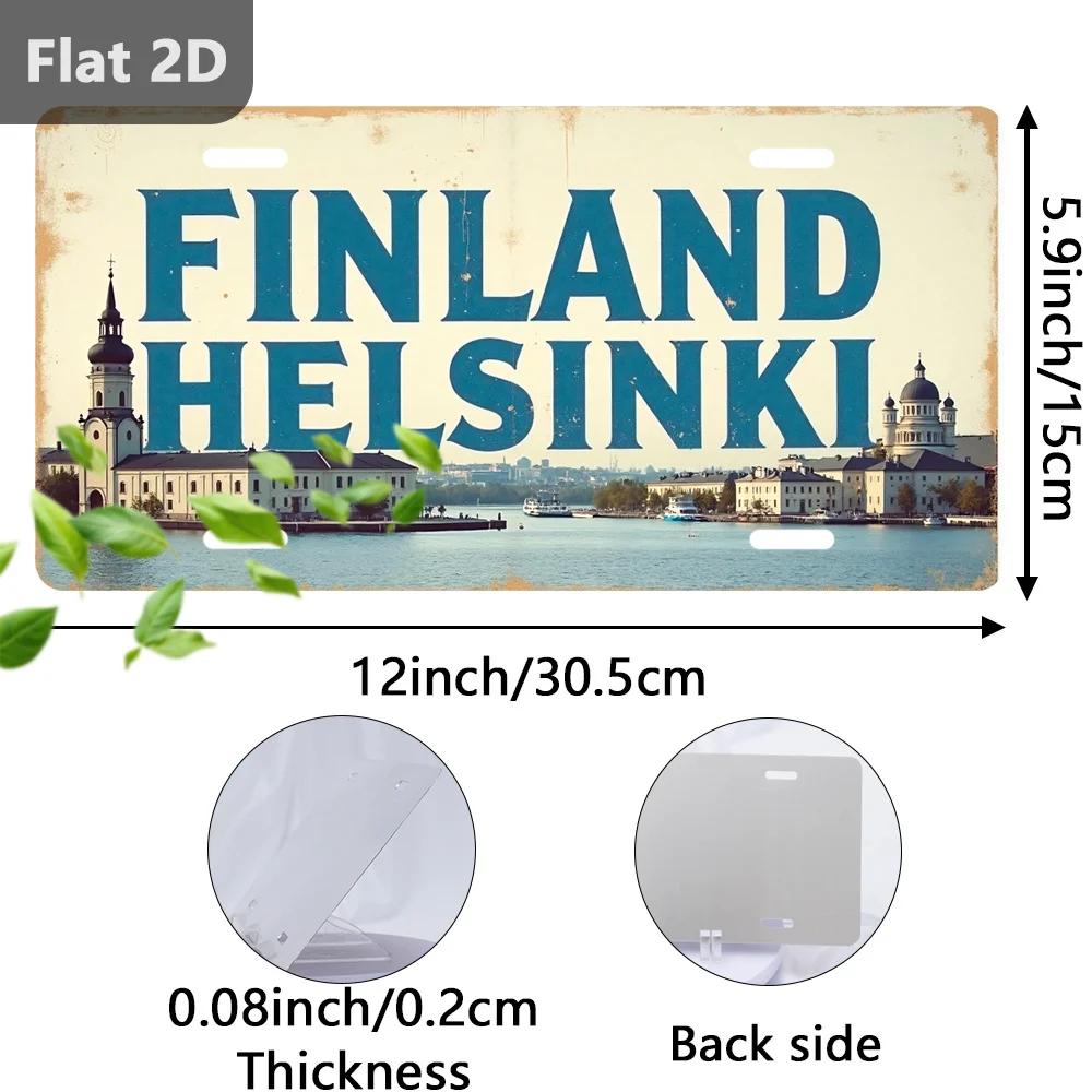 2D Flat, 1pc, Solely for Decoration Decor, Outdoor Signs And Wall Decor, Finland Helsinki Cityscape, Retro Home Decor, Solely fo