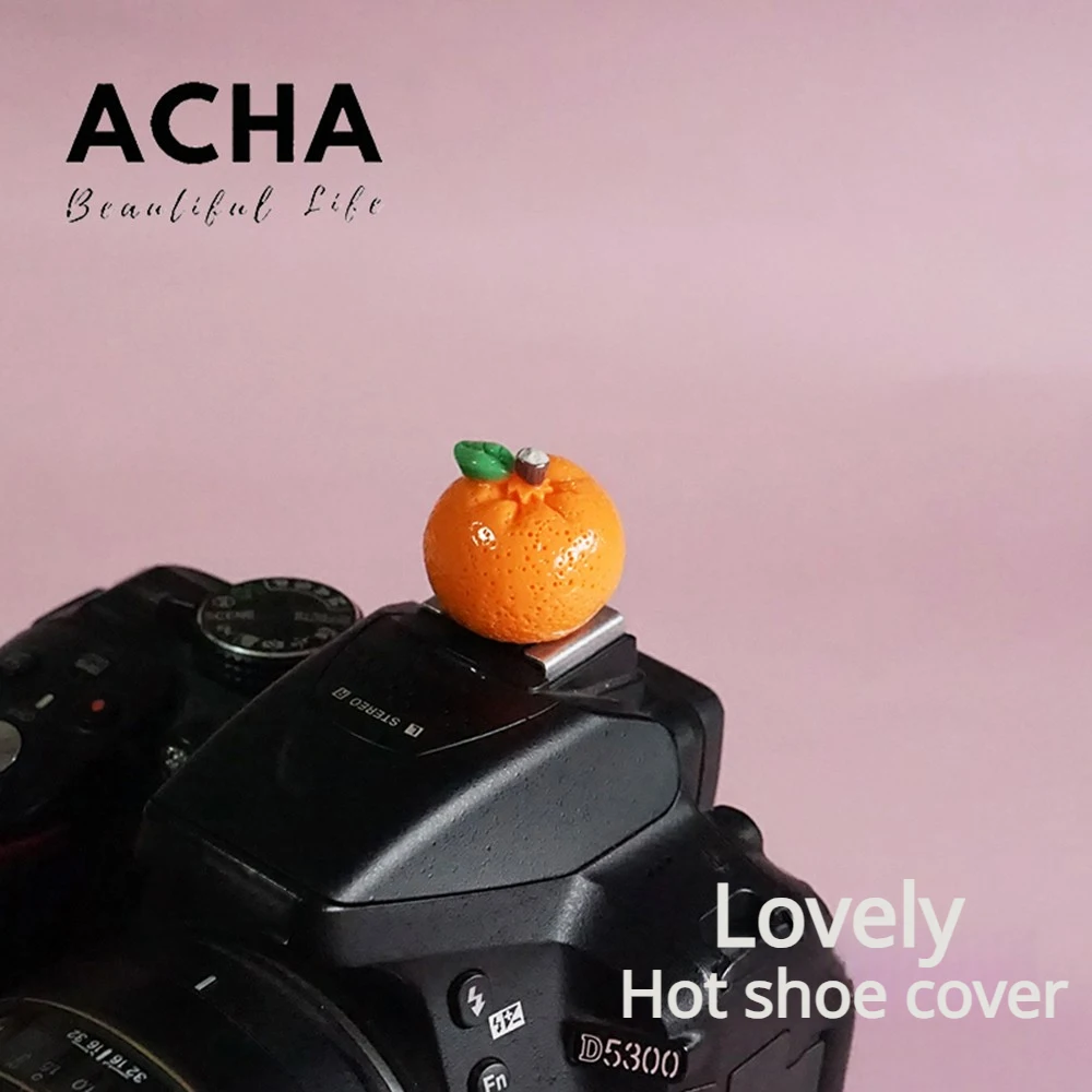 

DIY Lovely Camera Hot Shoe Cover Protective Cap Fruit for Canon Sony Nikon Fuji XT5 XT50 XM5 Leica Mirrorless Accessories Orange