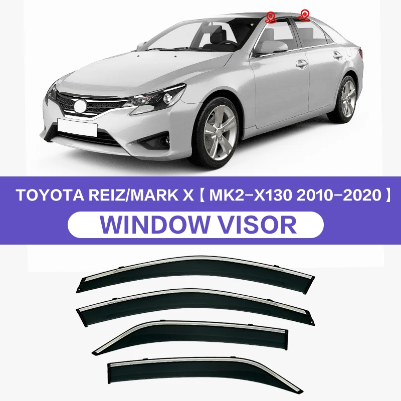 

For TOYOTA REZI Mark X X120 X130 2004-2020 Plastic Window Visor Vent Shades Sun Rain Deflector Guard 4PCS/SET