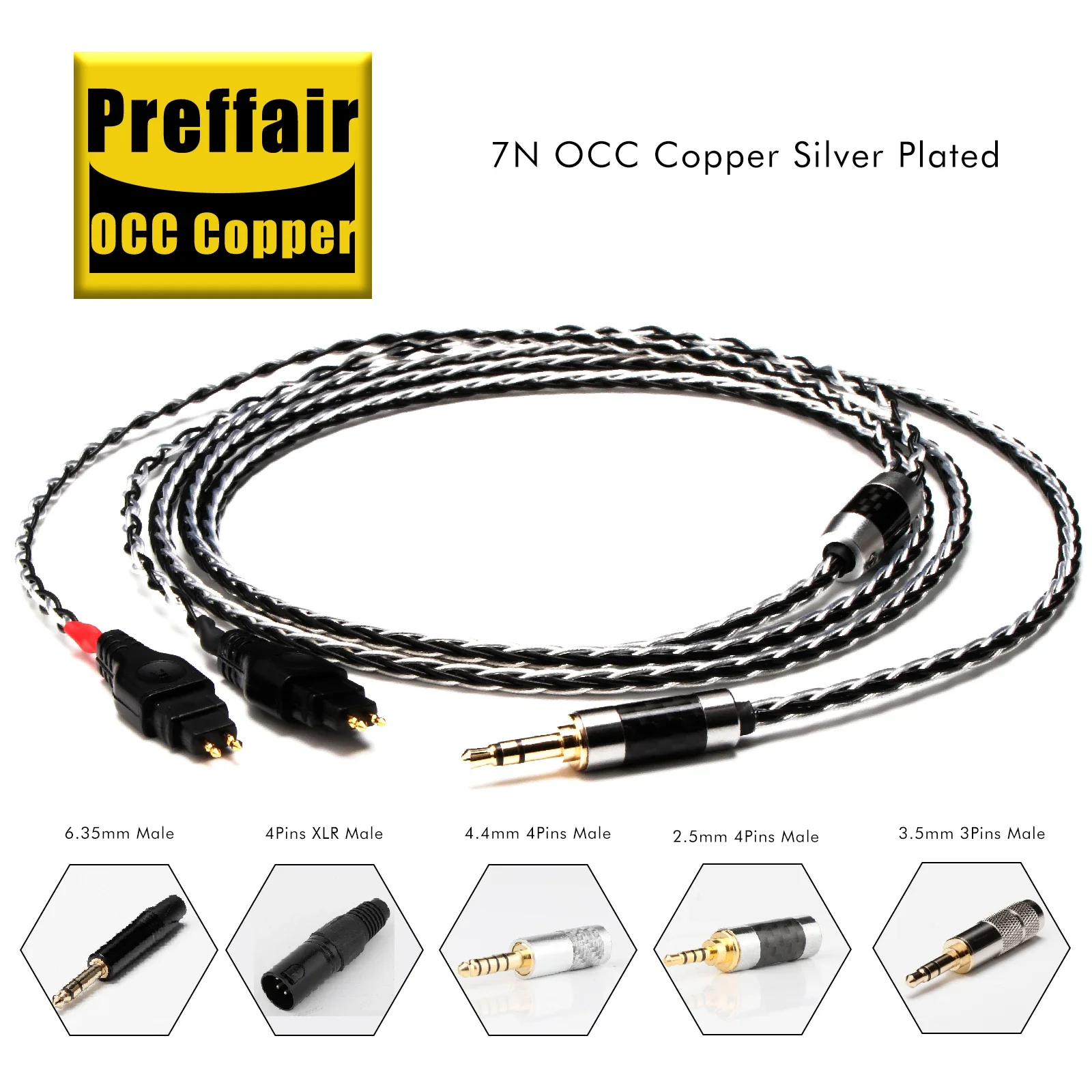 E517 7N OCC Copper Silver Plated  Headphone Cable Compatible for HD600 HD650 HD660S HD6XX Iphone Ipad Laptop