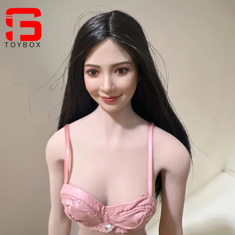 1/6 Scale Angelababy หัว Sculpt ผมยาวสีดําหัวแกะสลักรุ่น 12 ''ทหารหญิง Action Figure Body