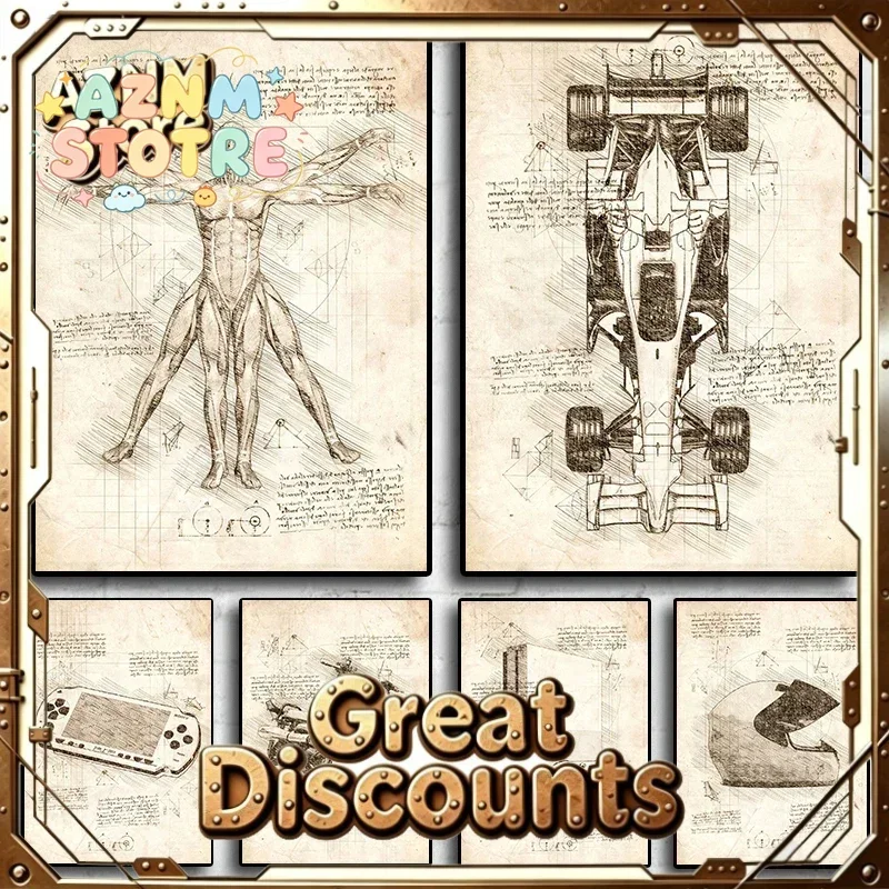 Motorcycle Racing Equipment Game Machine Drawings Art Home Wall Decor Quality Canvas Posters Room Living Retro Painting Pictu