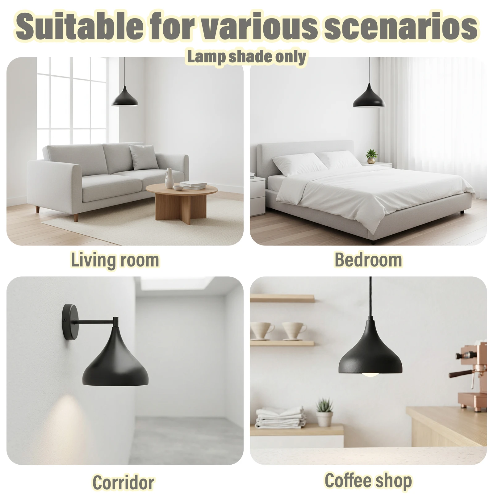 Matte Black Teardrop Iron Lampshade Modern Minimalist Replacement Cover for Desk Wall Pendant Chandelie - Iron Material