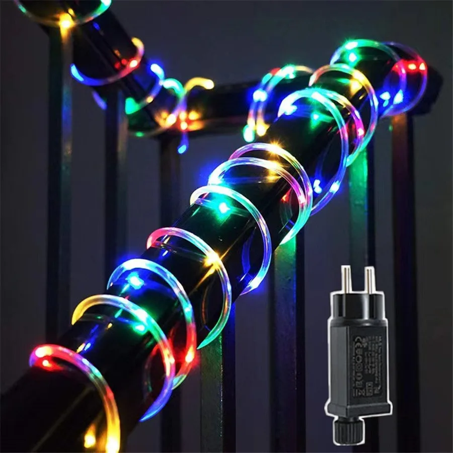 New LED Christmas Garland String Lights Outdoor 8 Modes 10/20/30M Rope Tube Fairy Garden Lights for Party Wedding Holiday Decor