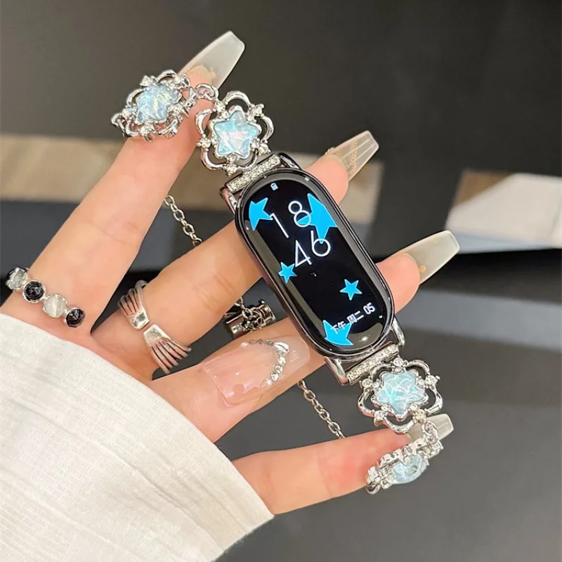

Wire frame star diamond strap suitable for Xiaomi Band 8Pro/9Pro，For Mi band 3/4/5/6/7，8/8NFC/9/9NFC/10/10NFC，For Redmi Watch5/4