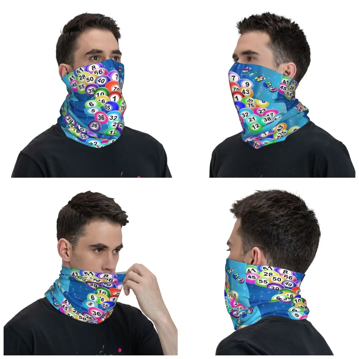 Custom Bingo Balls Neck Gaiter Men Women Windproof Winter Paper Game Bandana Scarf for Cycling