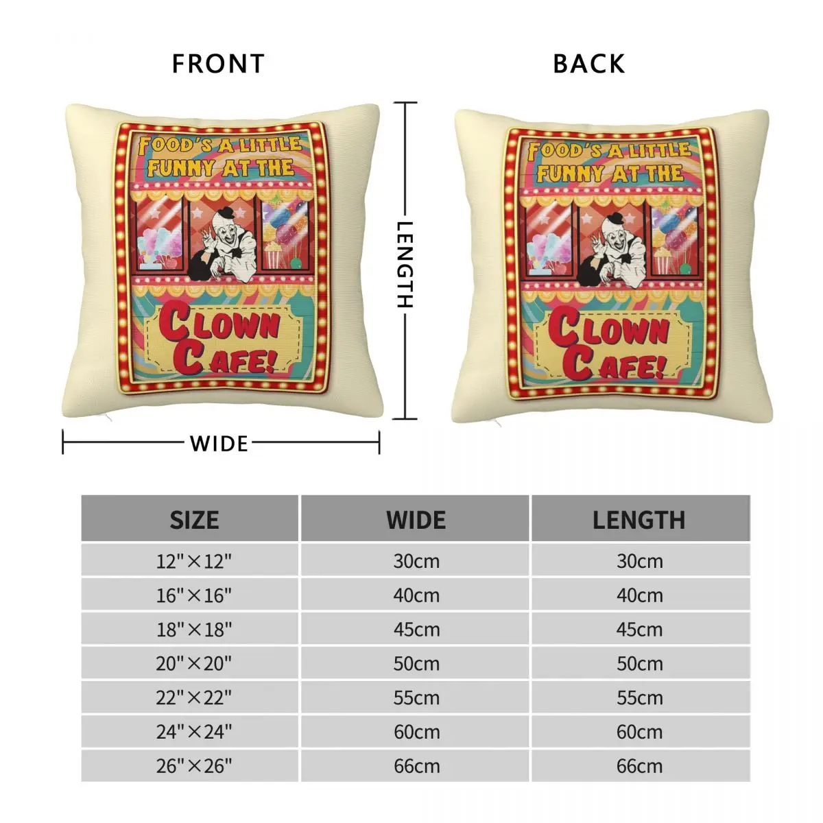 Clown Cafe With Art The Clown Pillowcase Polyester Linen Velvet Pattern Zip Decorative Pillow Case Sofa Cushion Cover 45x45