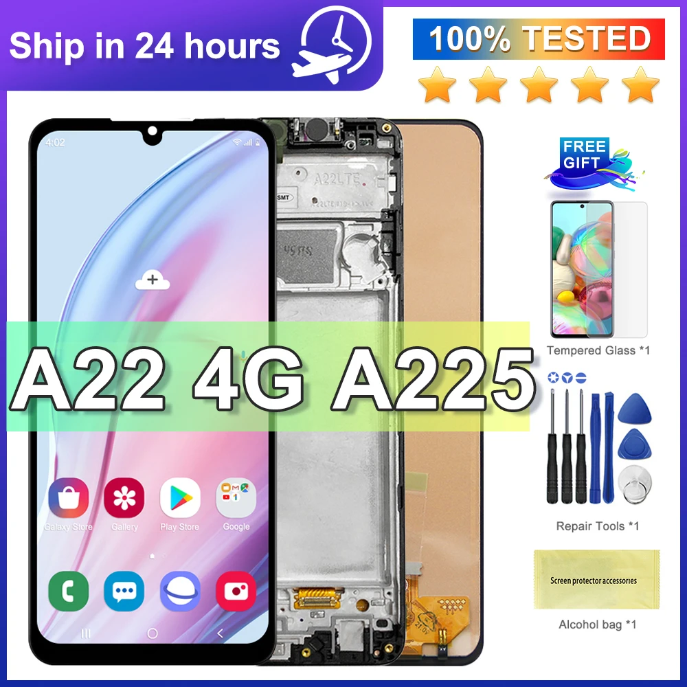 100% Tested New For Samsung Galaxy A22 4G A225 A225F/DS A225M LCD Display Touch Screen Digitizer Replace For Samsung A22 LCD lcd