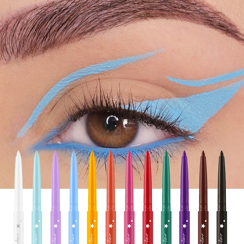 12 pezzi/set, set di penne per eyeliner colorate: impermeabili e opachi, ombretto per eyeliner in gel ad alto pigmento, trucco duraturo per gli occhi per le musica