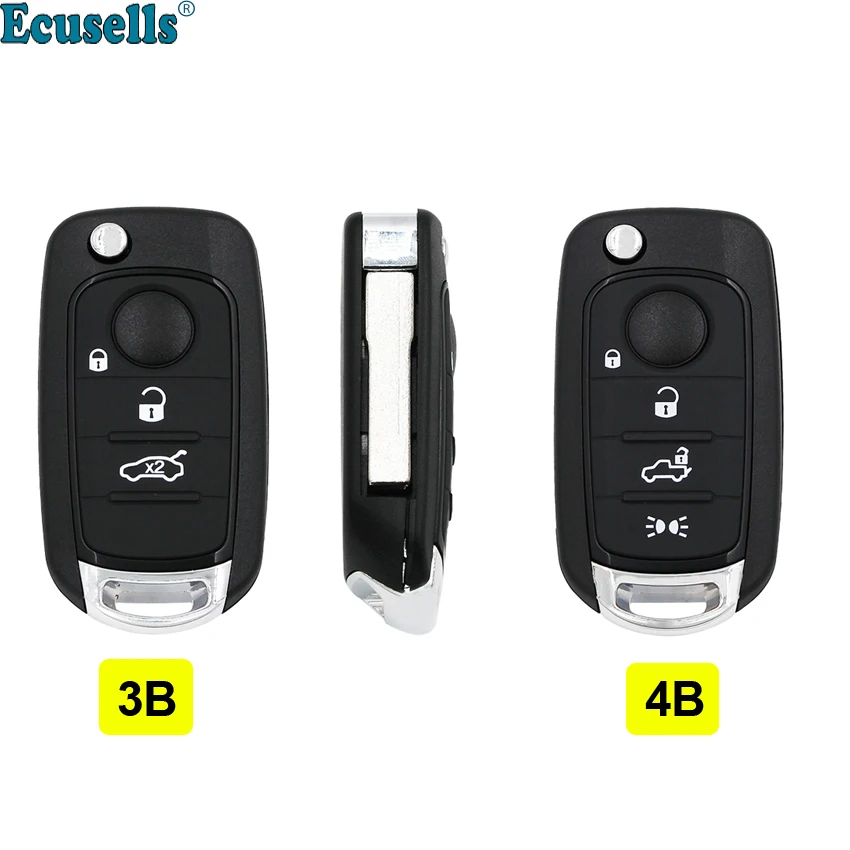 

Ecusells 3/4 Buttons Flip Folding Remote Key Shell Case Fob for Fiat Egea Tipo 500X New Models Uncut Blade