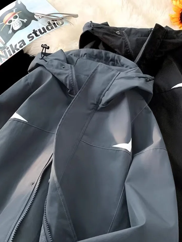 Men's Outdoor Windproof Climbing Jaet Spring Autumn New 2024 American Sle Pilot Coat Loose Fit Multi ket Zipper Closure