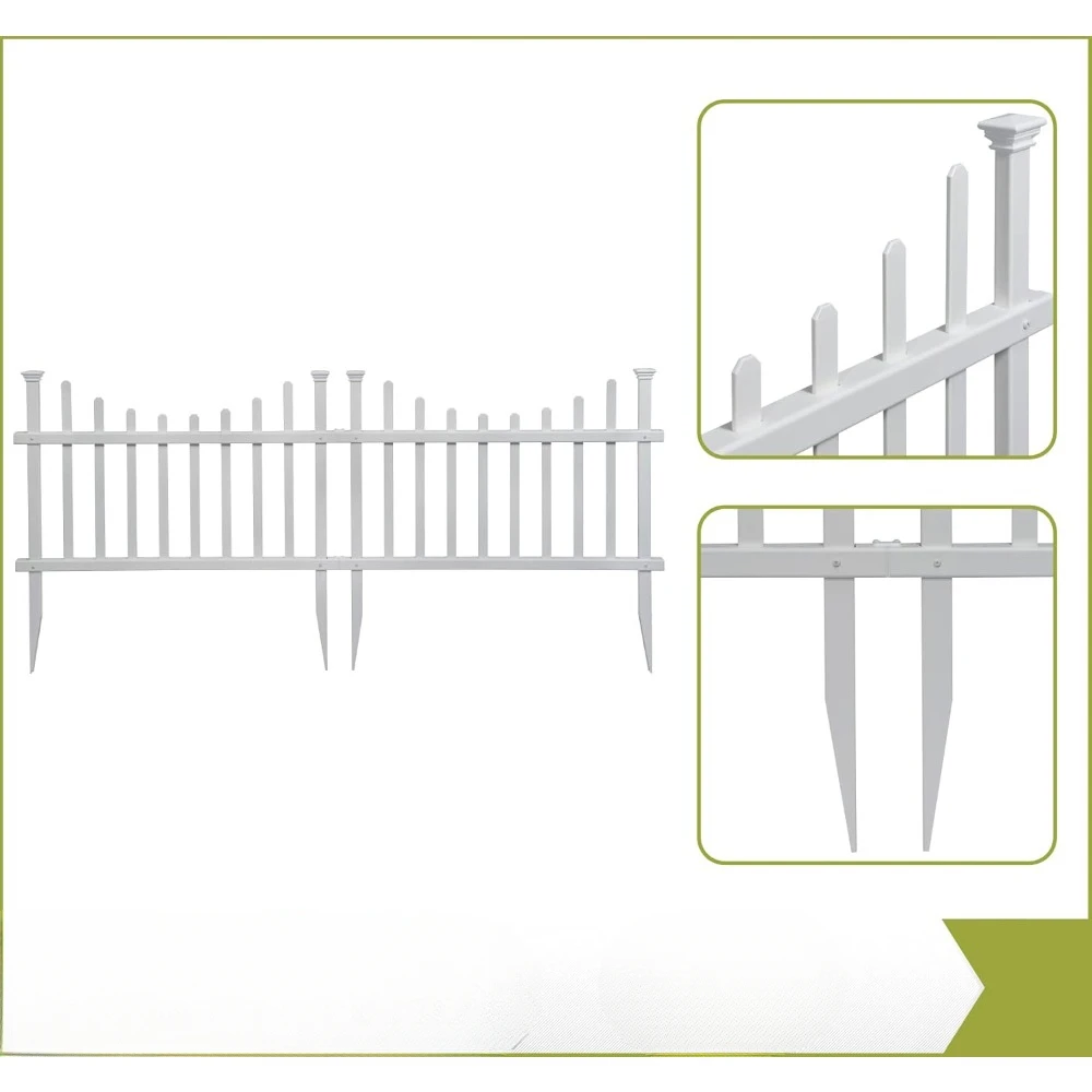 White Vinyl Fence Board, Easy DIY Decorative Fence Kit, No Need to Excavate, 2.5 Feet High X 3.5 Feet Wide, 2 Pieces