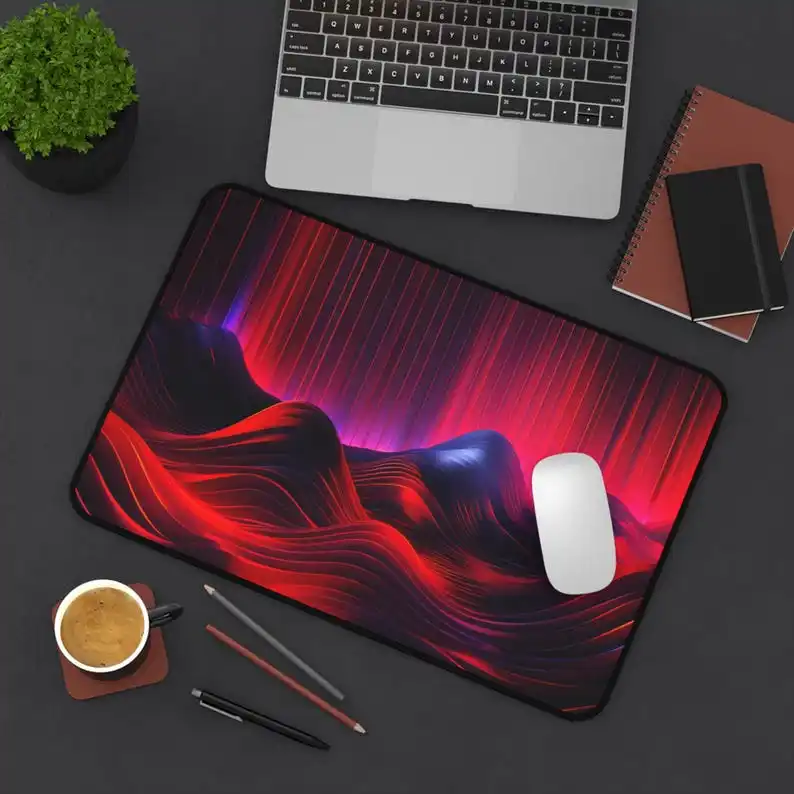 

XXL Vitality Red Wave Mouse Pad, Non-Slip Waterproof Gaming Mouse Pad,Office Gaming Desk Decorative Pad,Perfect Gift for Friends