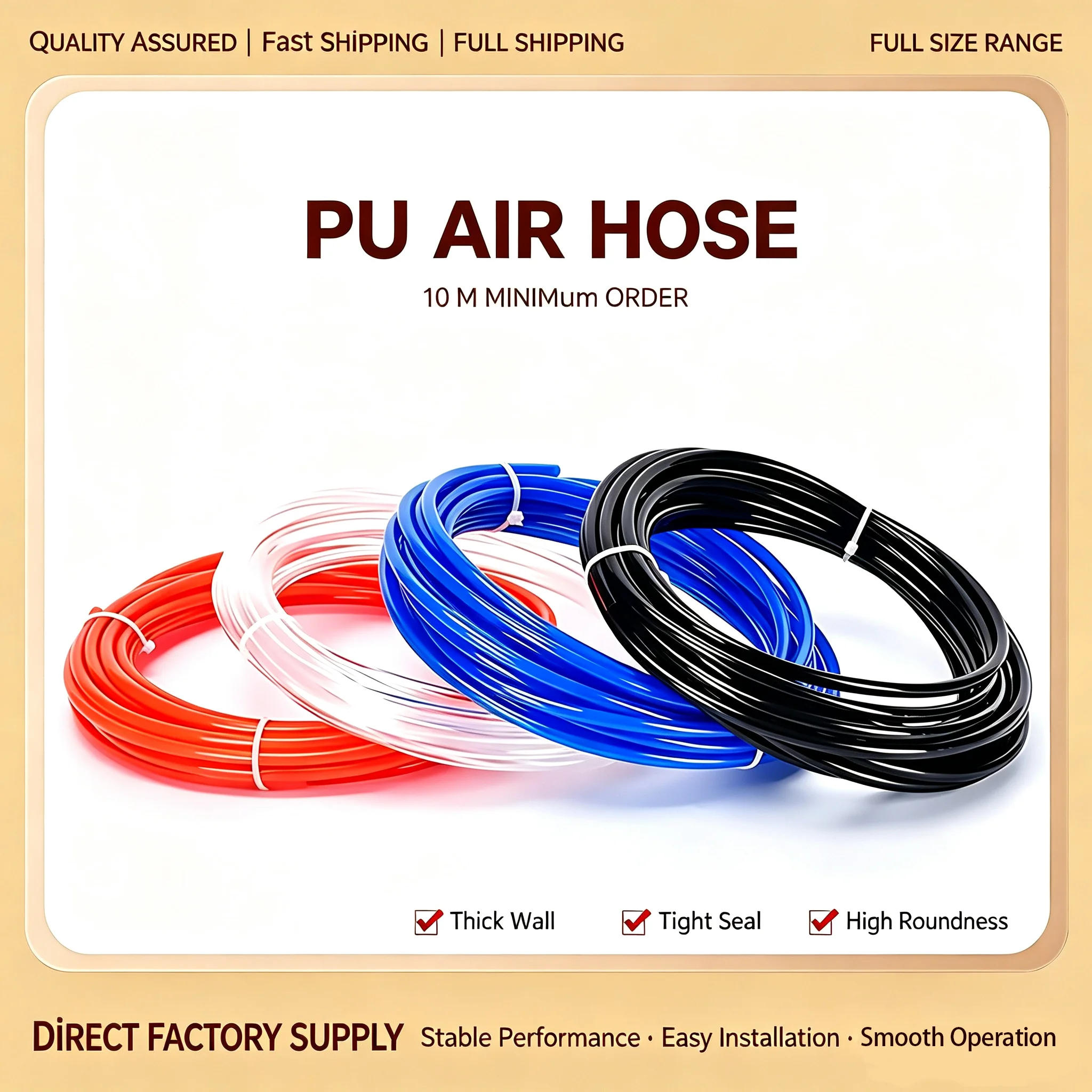 PU Air Hose Pipe 4/6/8/10/12mm OD Pneumatic Tubing 10M 80M 100M Clear Black Blue Red Compressed Air Tube For Air Compressor