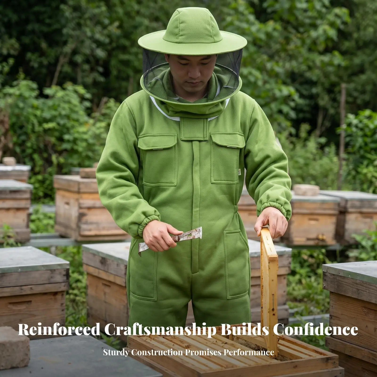 Hooded Beekeeper Suit Attached Hood Bee Suit Front Closure