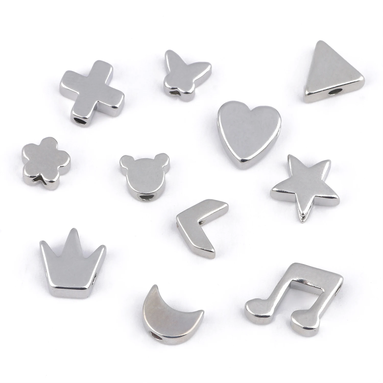 10pcs Stainless Steel Heart Star Bead Gold Silver Color Spacer Beads for Bracelet Necklace Chain DIY Jewelry Making Findings