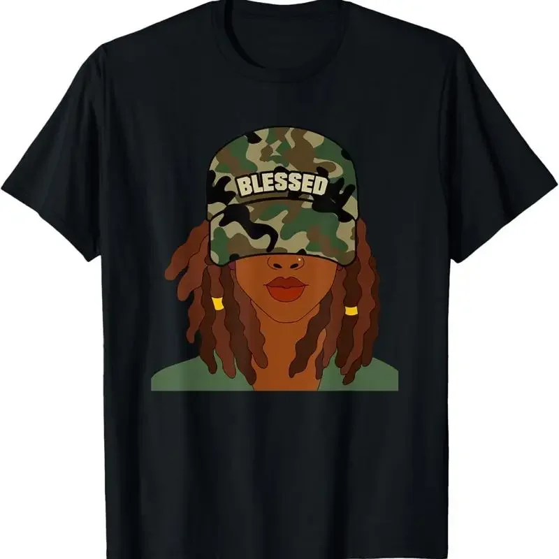 Blessed Camo Hat Locs Black Woman Christian T Shirt