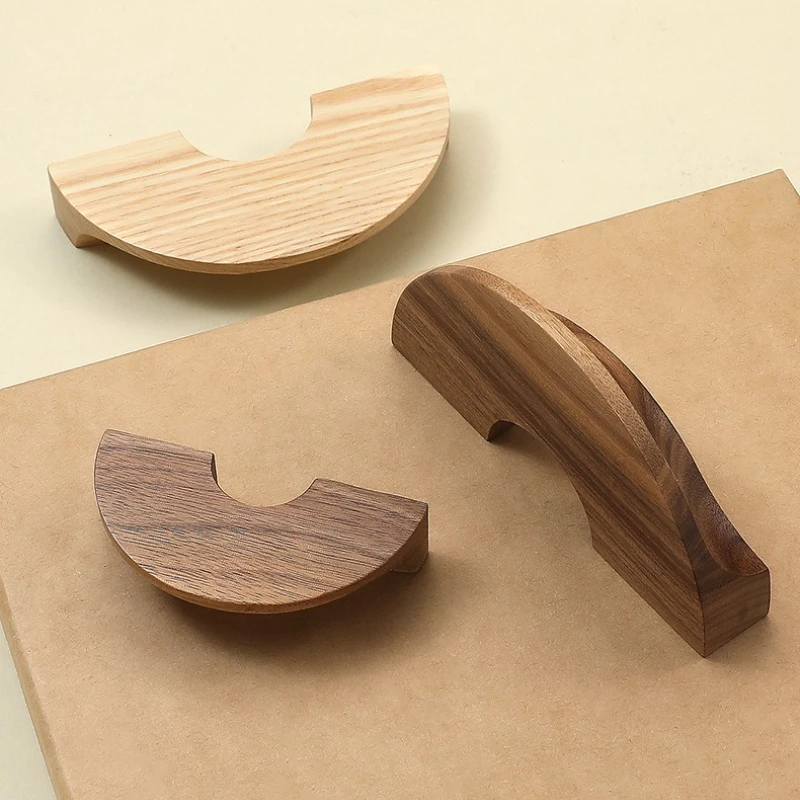Nordische Halbkreis-Holzgriffe für Schränke, Holztürgriffe, Schubladenknöpfe, Kleiderschrankgriffe, Kinder-Schrankgriffe – Detail 1